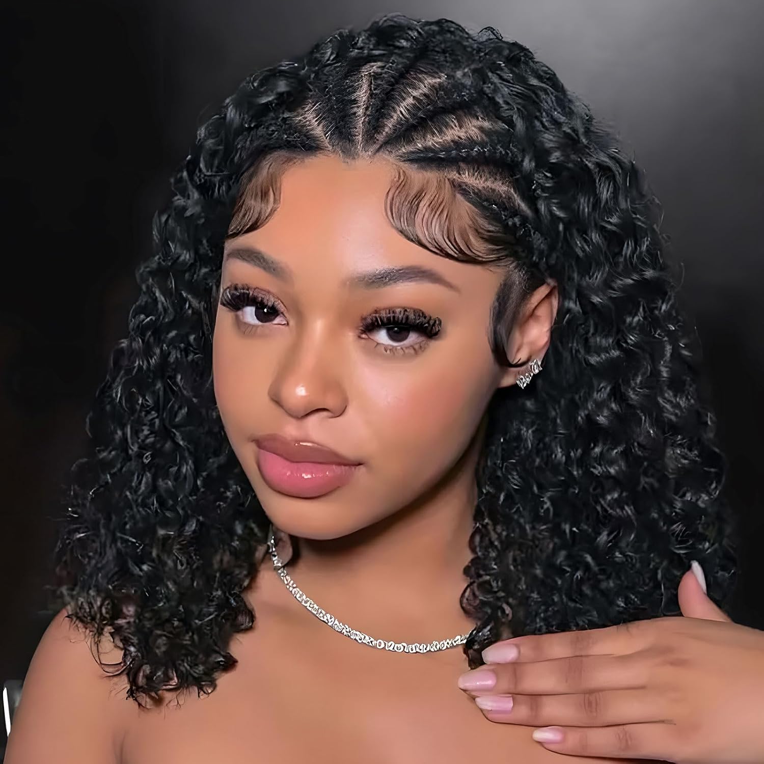 Glueless Wear And Go Human Hair Wig - Cornrow Braid Bobpruik Diep Gekrulde Braziliaanse