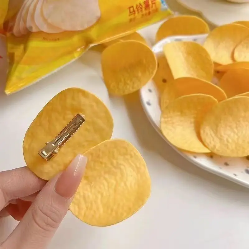 Hair Bundles - Simulatie aardappelchips haarspeldje, schattig snackmeisje, eendbek,