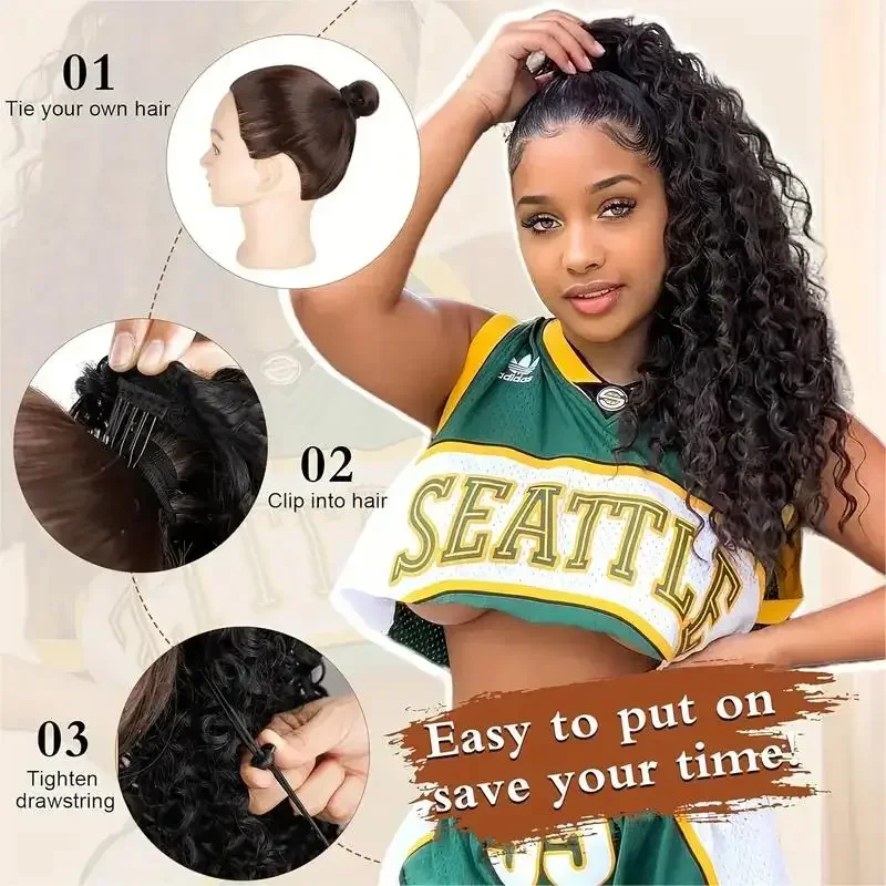 Afro Puff Krullende Paardensta - Drawstring Afro Curly Puff Ponytail recensie en prijs