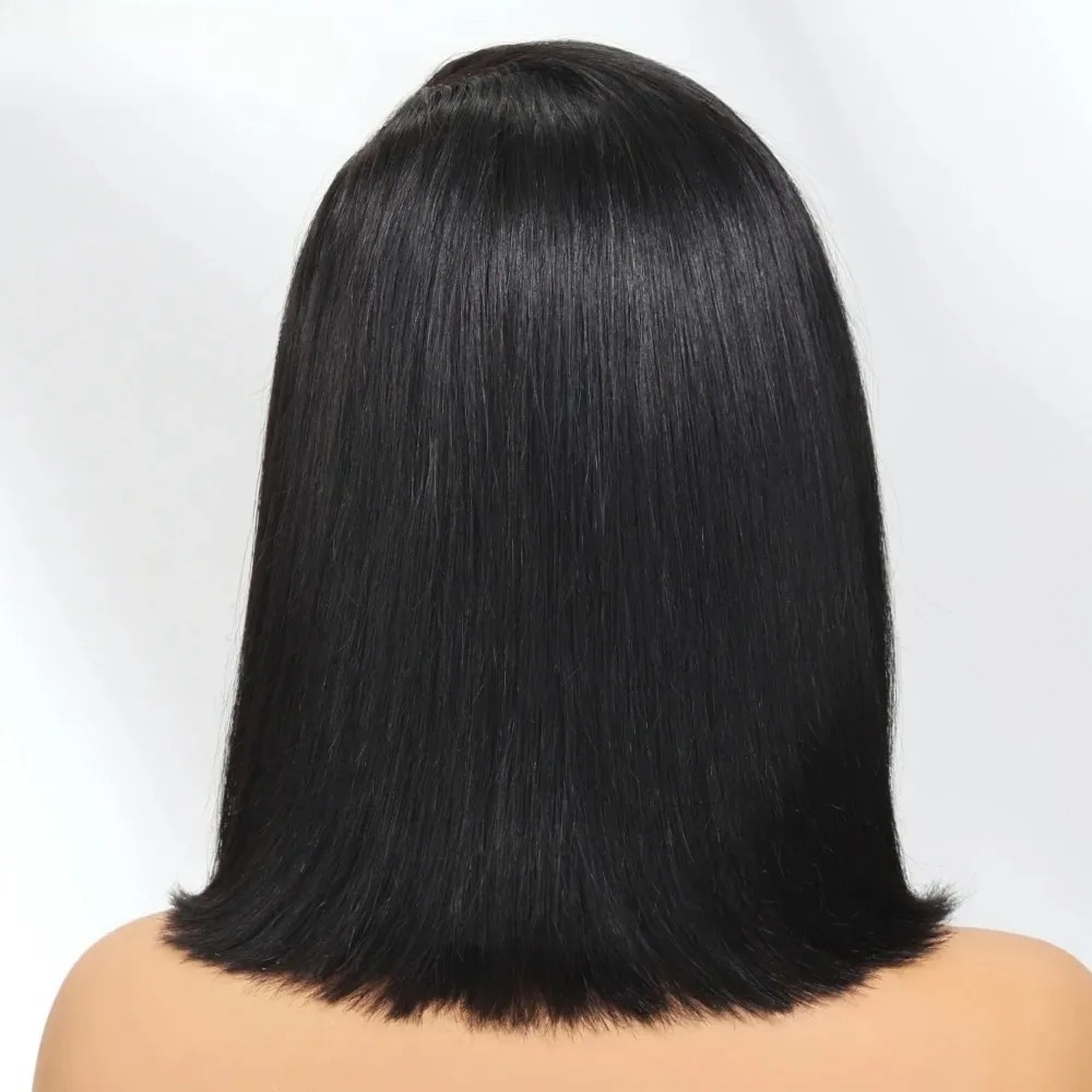 Zwarte korte bob rechte kant-e - Pre Parted 13X4 Lace Front Bob Wig recensie en prijs