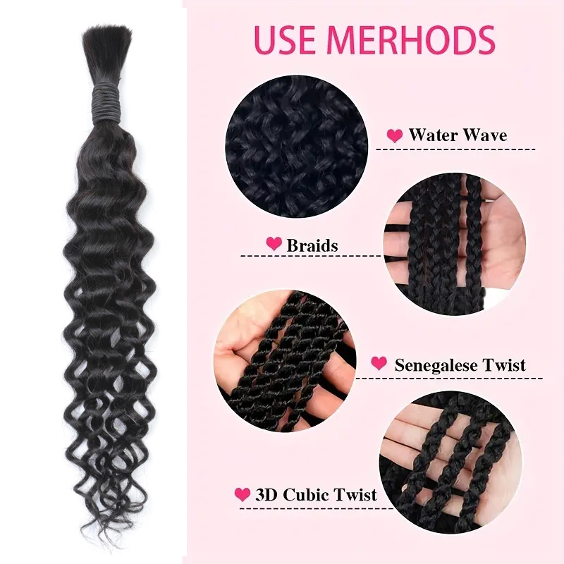 Boho Water Wave, echt menselij - Water Wave Bulk Human Hair For Braiding recensie en prijs